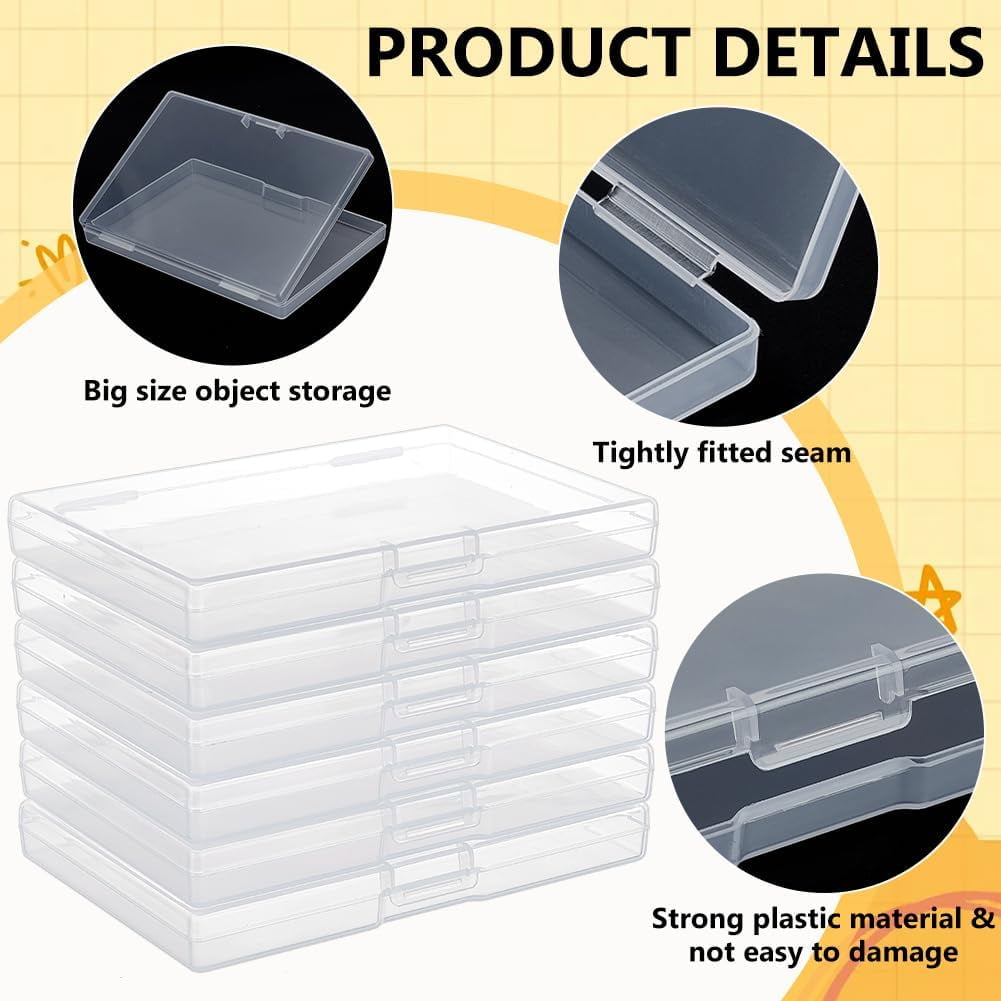 20 Packs Rectangle Clear Plastic Box 5.7x4x0.65 Inch Containers Pencils Storage Organizer Box Dustproof Case with Hinged Lid for Cards Pencils and Art Supplies Clear