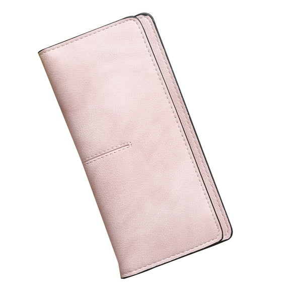 Slim Thin Leather Women Wallet Blocking Credit Card Holder Bifold Long Ladies Billfold-Light powder
