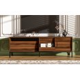 thumbnail image 5 of 70.8 Inch Modern TV Stand for 75 Inch TV, Entertainment Center with Storage Space, Sliding Doors, Adjustable Shelves and Metal Frame, Mid Century Modern, Brown, 5 of 11