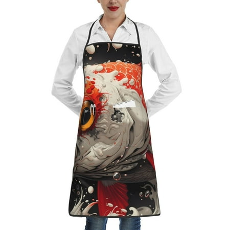 

Sikiie Abstract Red Koi Fish Art Aprons for Kitchen Cooking Aprons Chef Apron for Men Women Chef