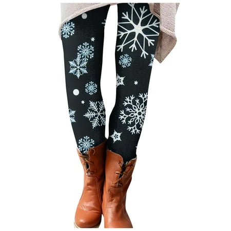 Dndkilg Christmas Leggings for Women Graphic Tummy Control High Waisted Holiday Womens Panties Funny Workout Clothing Tight Active Leggings Light Blue L