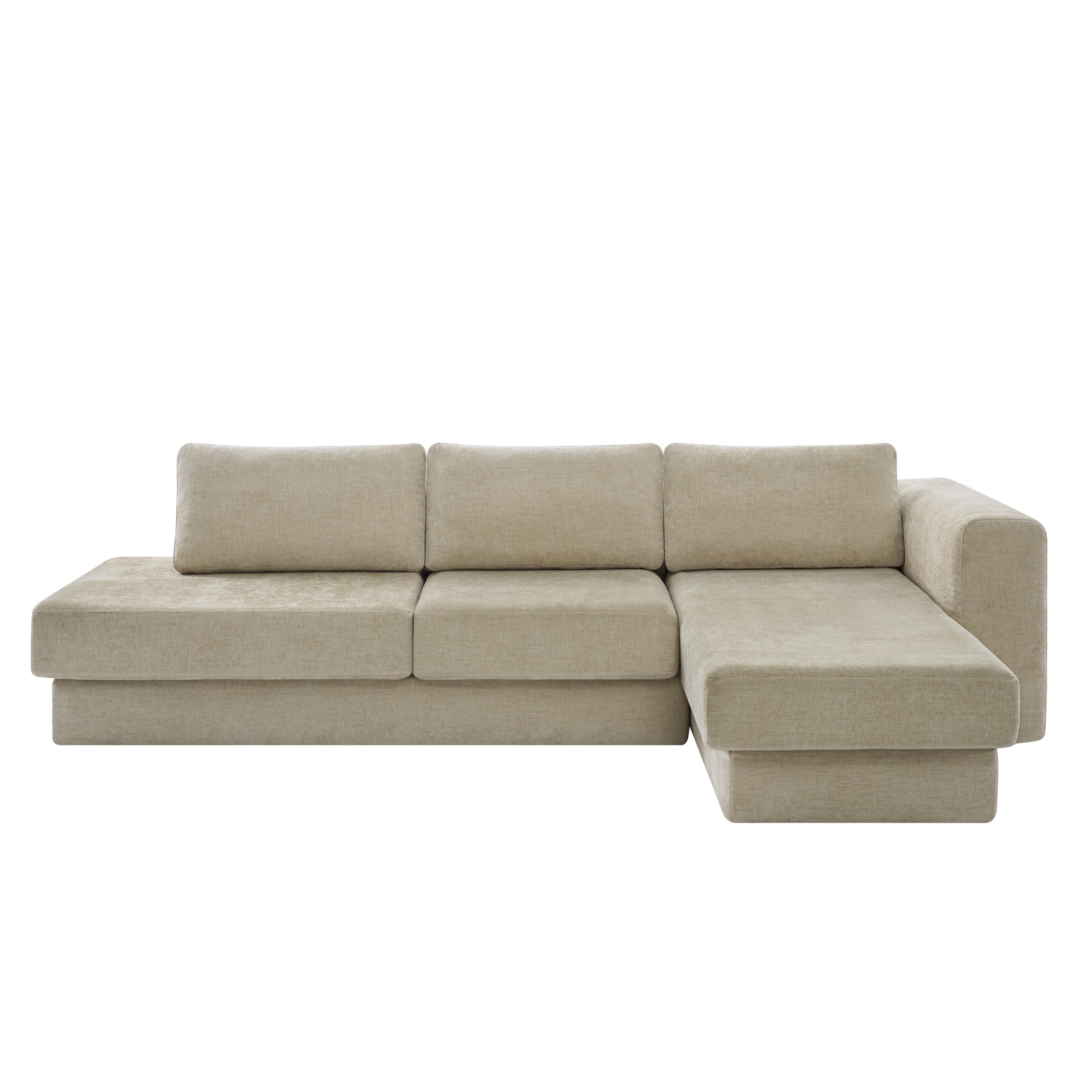 Christopher Knight Home 113" L-Shaped Modular Sectional Sofa with Double Layer Cushions, 4 Seats, Brown