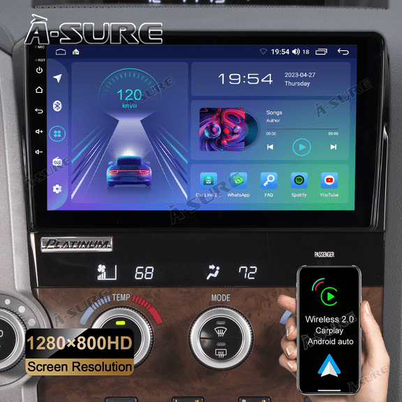 10.1" Android 14 Car Stereo Radio for Toyota Tundra XK50 2007-2013 Toyota Sequoia XK60 2008-2017 Wireless CarPlay WiFi Bluetooth GPS DSP SWC 2 32GB