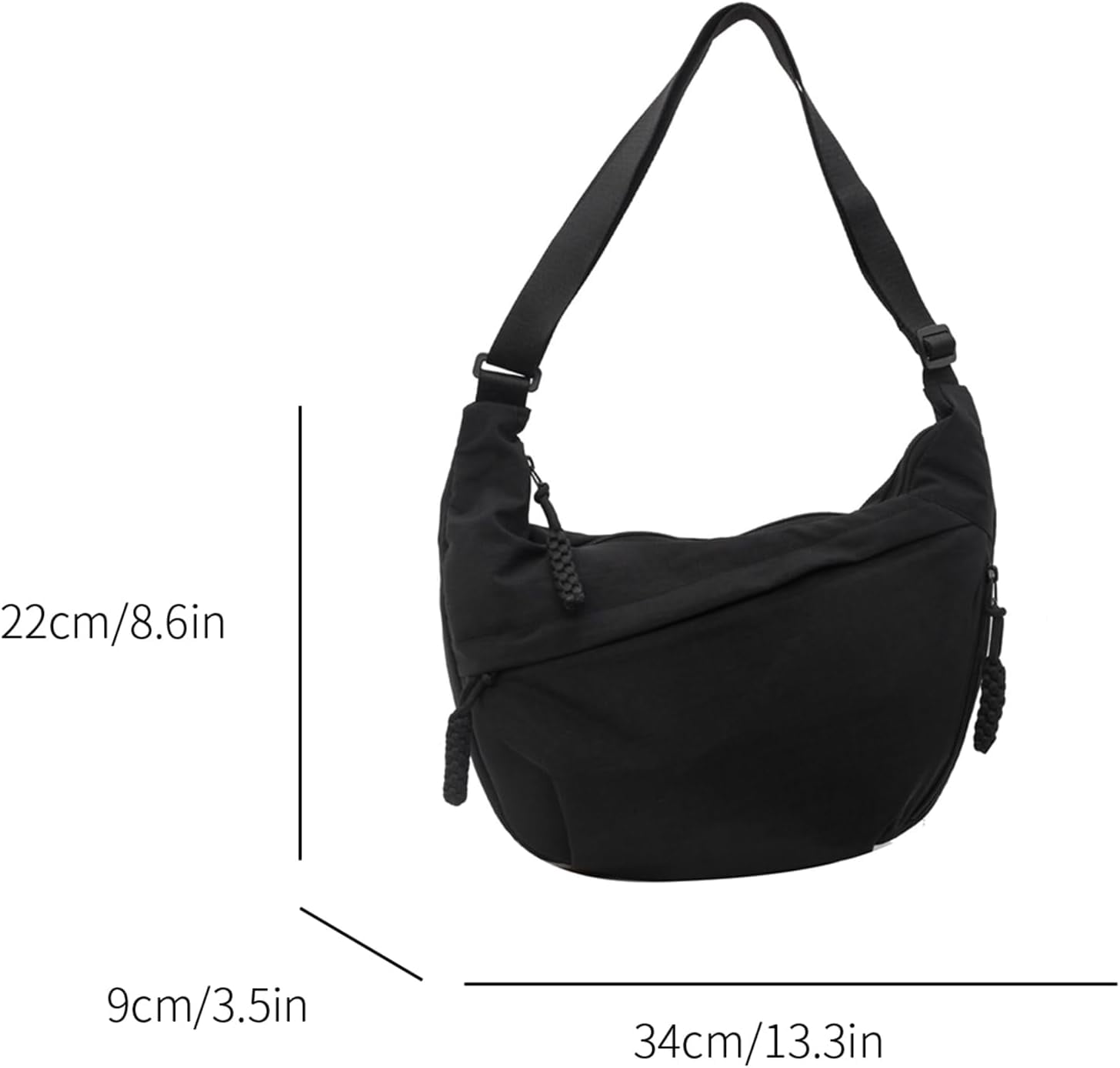 Crescent Bag for Women Men Nylon Crossbody Bags Multi-Pocket Sling Bag Roomy Hobo Bags Moon Bag Slouchy Dumpling Bag