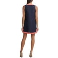 thumbnail image 2 of TOMMY HILFIGER Womens Blue Slitted Decorative Logo Buttons Color Block V Neck Short Shift Dress 6, 2 of 2