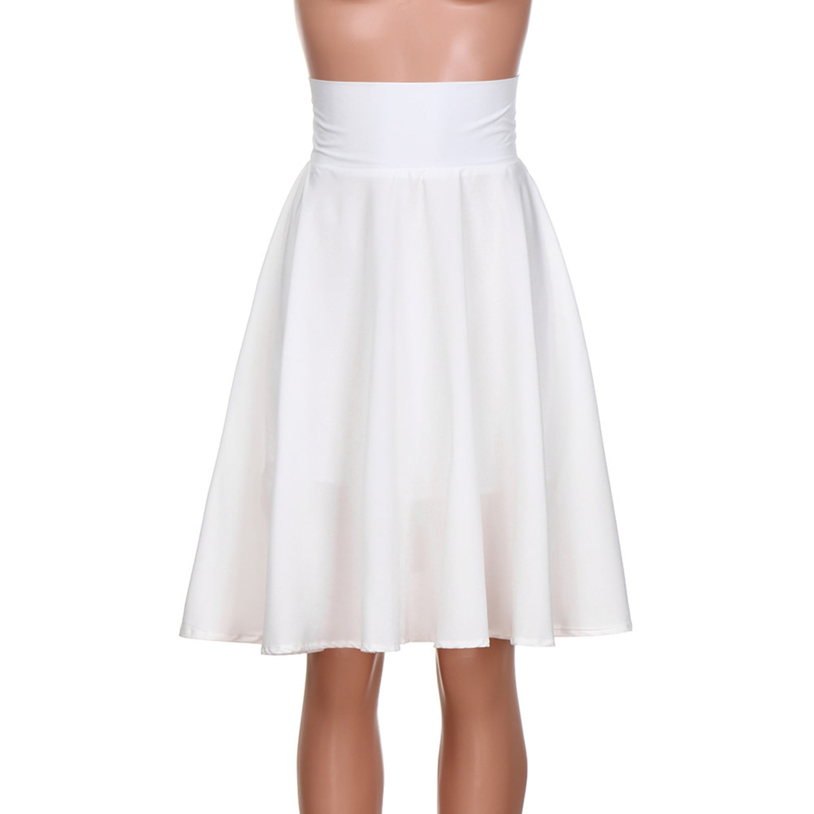 WHITE SKATER SKIRT | Midi Length Skater Skirt White. Womens
