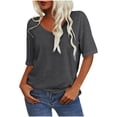 thumbnail image 2 of YHAJDS Women's Basic T-shirts Short Sleeve Round Neck Solid Color Classic Casual Tee, 2 of 5