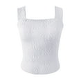 thumbnail image 5 of Youmylove Fashion Tops for Women Square Neck Wide Straps Crop Tank Tops Flower Lettuce Trim Crop Vest Slim Fitted Sleeveless Cropped Top Stylish Flowy Casual Tops, 5 of 5