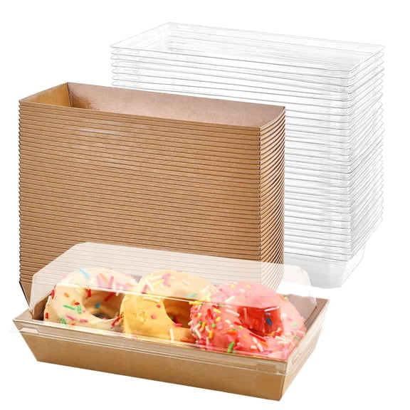 100 Pcs To Go Dessert Boxes, Paper Charcuterie Boxes with Clear Lids, Mini Charcuterie Containers for Food Display, 7.5×3.3×2.6", Ideal for Takeout and Desserts