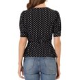 thumbnail image 3 of INSPIRE CHIC Women's Dots Print Tie Waist Ruffle Hem V Neck Wrap Peplum Tops, 3 of 7