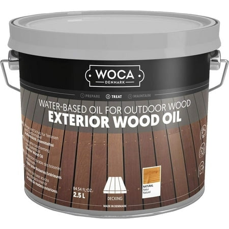 Woca Denmark - Exterior Wood Oil - Water Based Penetrating Stain For Outdoor Wood Decks Fences Siding And Furniture - 2.5L - Natural