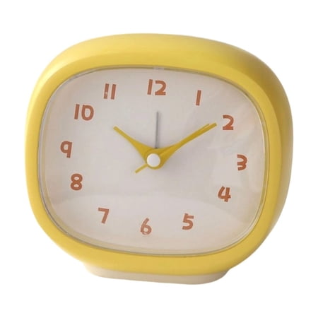 Retro Alarm Clock - Silent Non-Ticking Analog, Battery Operated with Snooze, Vintage Style for Bedroom, Office, Nightstand Decor (4x4.5'', Yellow)