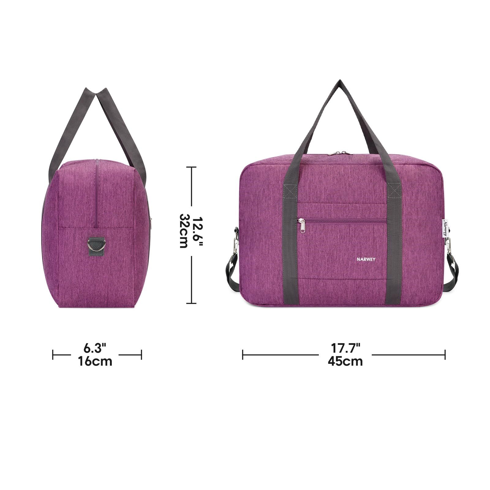 Narwey Small Carry-On Duffel Bag, Dark Purple photo 6