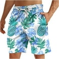 thumbnail image 2 of Xysaqa Mens Swim Trunks Men Big & Tall Bathing Suit Hawaiian Pineapple Graphic Swimwear Summer Holiday Party Beach Board Shorts Clearance Purple S, 2 of 4