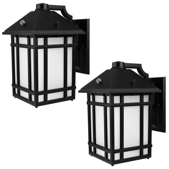 2 Pack Dusk to Dawn 14W LED Outdoor Wall Lantern Fixture, Exterior Lighting, 3000K Warm White