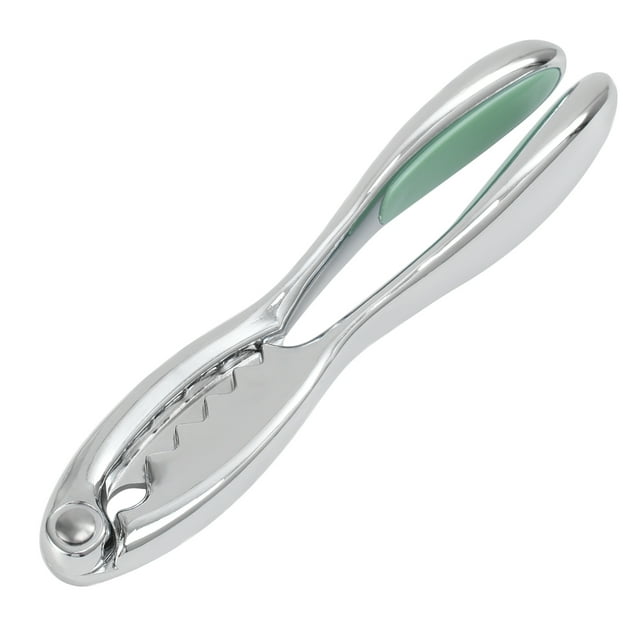 1pc Kitchen Stainless Steel Crab Clamp Pliers Kitchen Gadget for Home Restaurant (Silver + Light Green)