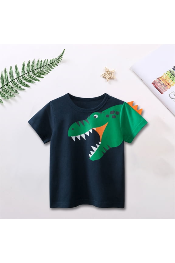 Toddler Boys Graphic Tees Crewneck Lightweight Boys Casual T Shirts Summer Stretch Basic Shirts Blue Size 3Y