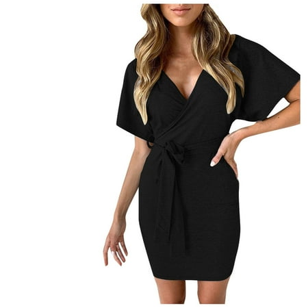 

Sayhi V-neck One-piece Dress Fashion One-piece Women Summertime Women s Dress Dresses for Women Work Casual plus
