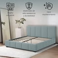 thumbnail image 3 of Ilios Innova | Base de Cama con Cabecera Matrimonial y Sistema Hidráulico para Almacenamiento, Estructura de Madera con Tapizado en Lino color Azul., 3 of 9