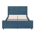 thumbnail image 7 of King Size Bed Frame, 50.7'' High Upholstered Bed Frame with High Headboard and High Footboard, No Box Spring Needed, Blue, 7 of 7