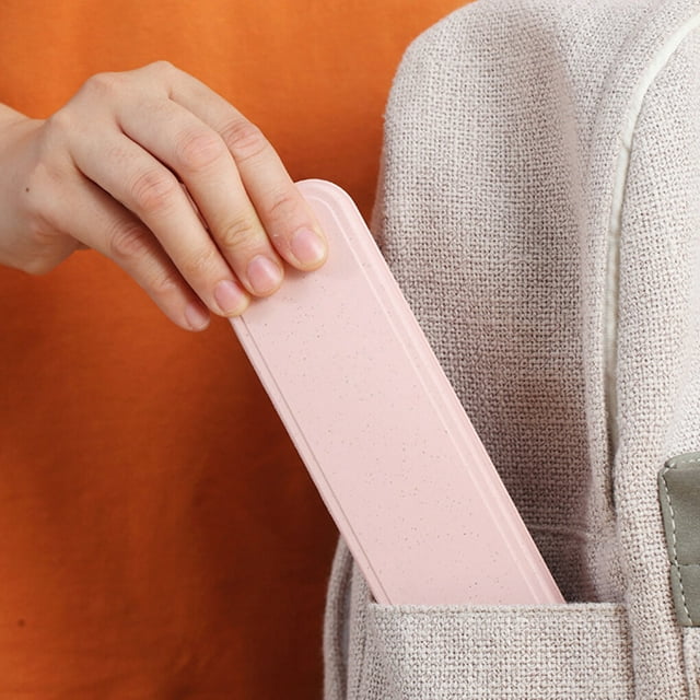 Ensemble de Vaisselle en Paille de Blé Portable Réutilisable Cuillères en Plastique Solide Kit de Couverts pour Déjeuner Intérieur Extérieur Maison Camping Vaisselle avec Étui de Rangement Rose