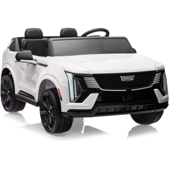24V Licensed Cadillac Ride-On Car, Battery-Powered Electric Vehicle with Remote Control, 2-Seater, 4-Wheel Suspension, Smooth Start, LED Lights & Music, White