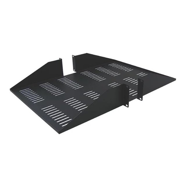 Double Sided 2U Vented Rack Mount Cantilever Shelf for 19 in. Network Equipment Rack, Black