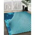 thumbnail image 3 of Ahgly Company Tapis Rond Lavable en Machine Intérieur Transitionnel Vert Sarcelle, 5 Pieds Rond, 3 of 7