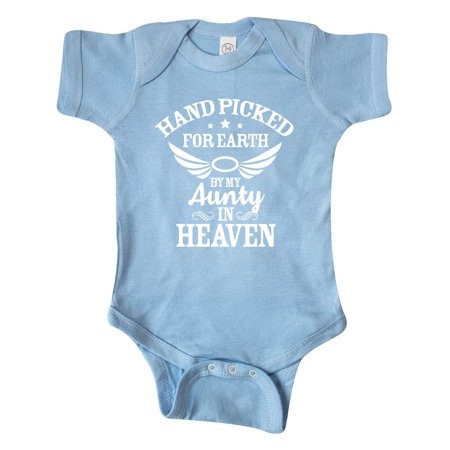 

Inktastic Handpicked for Earth By My Aunty in Heaven with Angel Wings Gift Baby Boy or Baby Girl Bodysuit