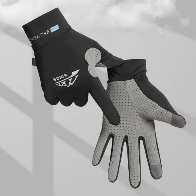 Ice Silk Gloves Men's winter Thin Outdoor keep warm Riding Anti Slip Sunscreen Full Finger Fishing Gloves Kayak Rowing Gloves