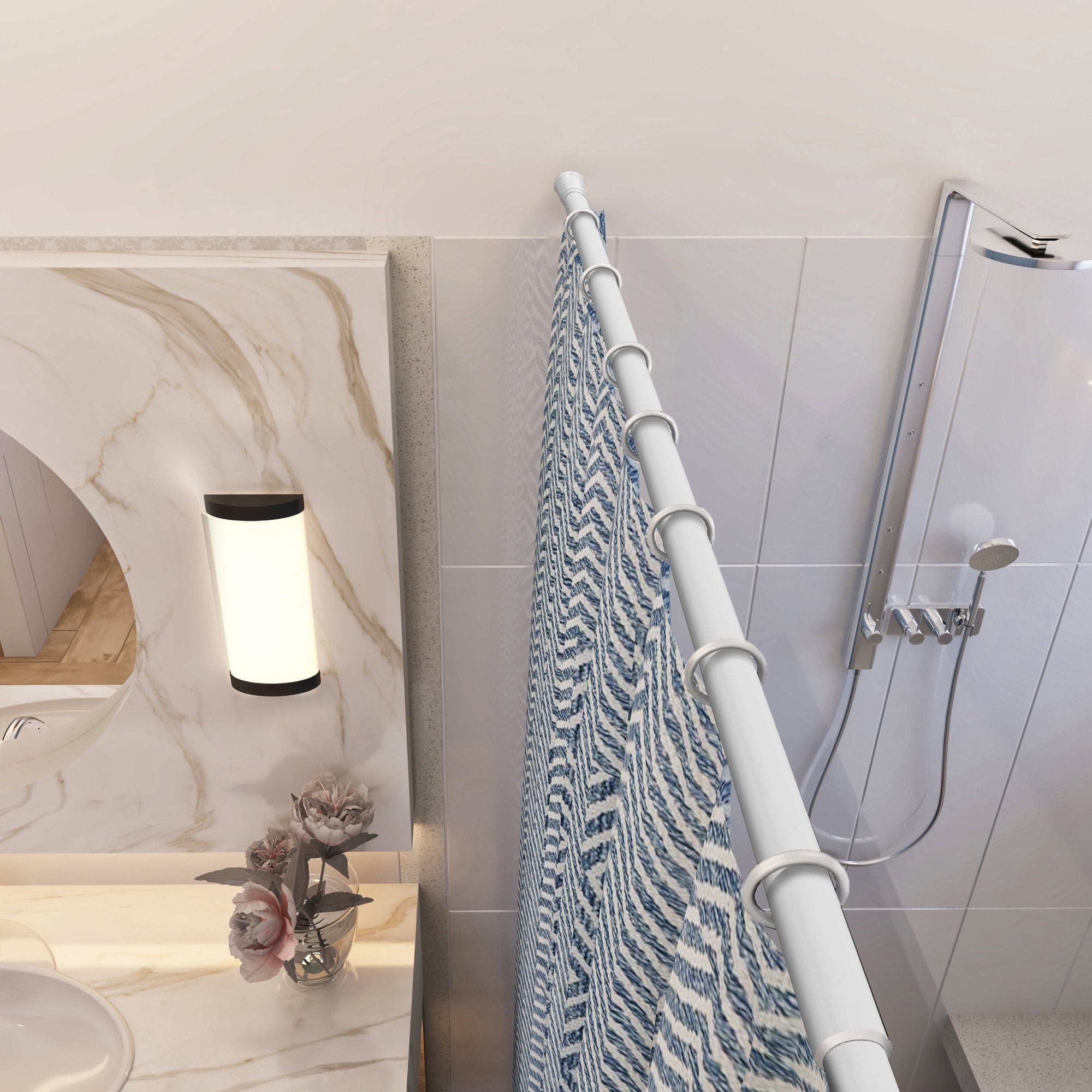 Design House Steel 50"-84" Expandable Tension Shower Curtain Rod