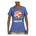 thumbnail image 2 of Wild Bobby, Flamingo Love Print, Animal Lover, Women Graphic Tee, Light Blue, 3X-Large, 2 of 4