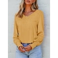 thumbnail image 5 of DOKOTOO Womens Casual Shirred Shoulders Knit Tops V Neck Long Sleeve Solid Color Loose Blouses, 5 of 5