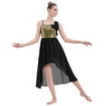 thumbnail image 6 of IBTOM CASTLE Women Sequin Lyrical Dance Dress Adult Contemporary High Low Tulle Chiffon Skirt Praise Dancewear S Black, 6 of 8