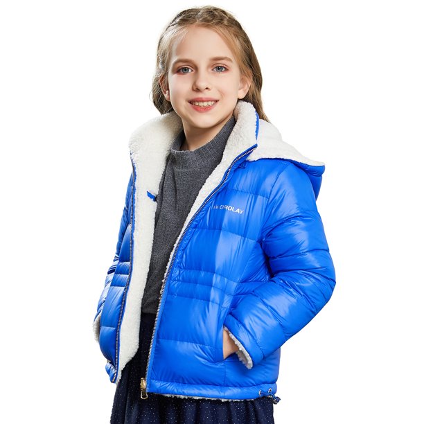 Orolay Girl's Fleece Down Jacket Boy's Reversible Warm Winter Coat Hooded Puffer Jacket
