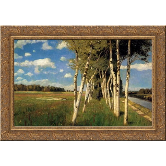 Eind Sommertag in Worpswede 24x18 Gold Ornate Wood Framed Canvas Art by Hans am Ende