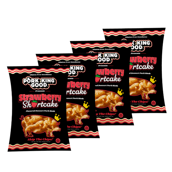 Pork King Good Strawberry Shortcake pork rinds 4 Pack 3oz bags