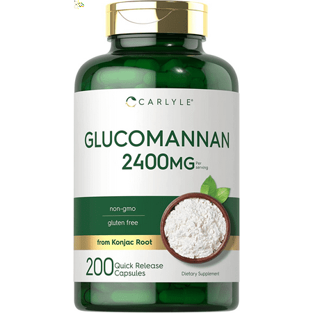 Glucomannan Capsules | 200 Count | Soluble Fiber Pills | Non-Gmo, Gluten Free Supplement