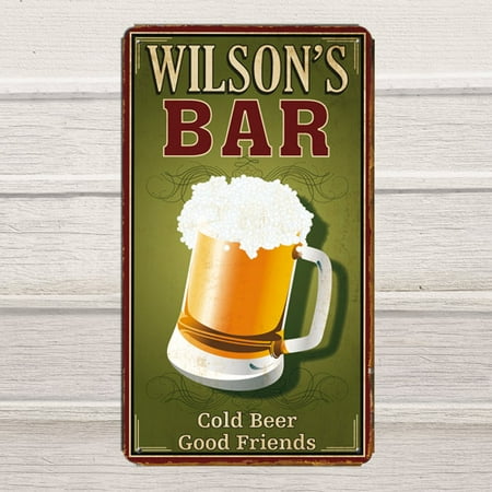 Personalized 8" x 14" "Bar" Metal Sign