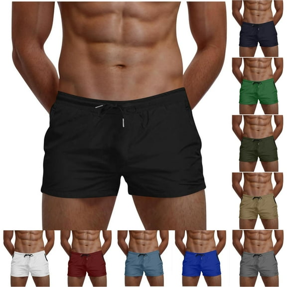 UVEASISHA Fashion Solid Shorts with Pockets for Men Summer Beach Short Pants Elastic Waist Drawstring Athletic Shorts Army Green XXL