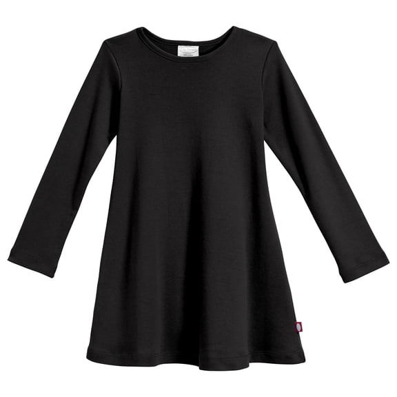 Girls Soft Cotton Long Sleeve Baby Rib Dress | Black