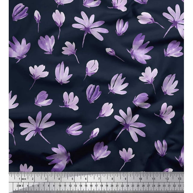 Soimoi Satin Silk Fabric Artistic Flower Decor Fabric Printed Yard 42 Inch Wide