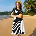 thumbnail image 4 of Fotbe Abstract Monochrome Profile Pattern Dress Casual Womens Fashion Short Sleeve Maxi Dress T Shirt Dress Striped Long Color Block Maxi Dress, 4 of 6