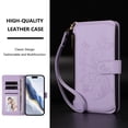 thumbnail image 2 of ELEHOLD Wallet Case For Samsung Galaxy S25,  Butterfly Flower Pattern Leather Flip Kickstand Card Holder Zipper Pocket Magnetic Closure Wallet Cover With Crossbody Strap+Lanyard  ,Purple, 2 of 12