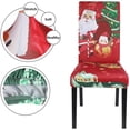 thumbnail image 3 of Juego de 4 fundas para sillas de comedor navideñas, elásticas, para sillas Parsons, de licra, lavables, para comedor, decoración navideña, fiesta navideña (Papá Noel), 3 of 4