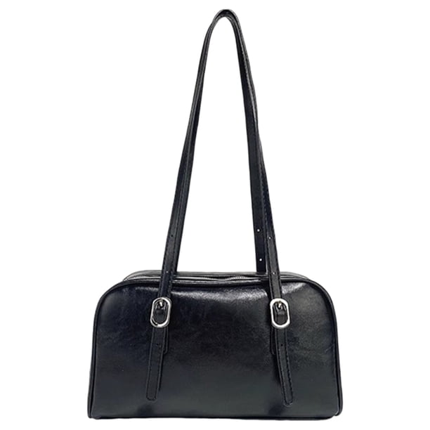 Bolso Bandolera Cuero PU Con Correa Ajustable para Mujer (negro)