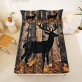 thumbnail image 5 of Manfei Rustic Deer Bed Sheets,Vintage Wood Plank Full Size Sheets,Orange,4pcs,1 Flat Sheet, 1 Fitted Sheet and 2 Pillowcases, 5 of 6