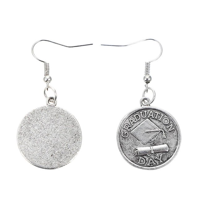 Graduation Themed Earrings For Graduates And Friends In Silver Fashion Design 1 Pair