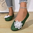 thumbnail image 5 of Miluxas Flats for Women Dressy Flowers Decorative Closed Toe Flats Comfortable Light Faux Suede Slip On Ballet Flats Green 9(42), 5 of 8