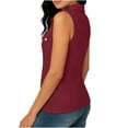 thumbnail image 6 of Ecqkame Womens Turndown Collar Tank Tops Water Ripple Front Zip Up Sleeveless Casual Shirts Summer Lightweight Blouse Wine M, 6 of 6